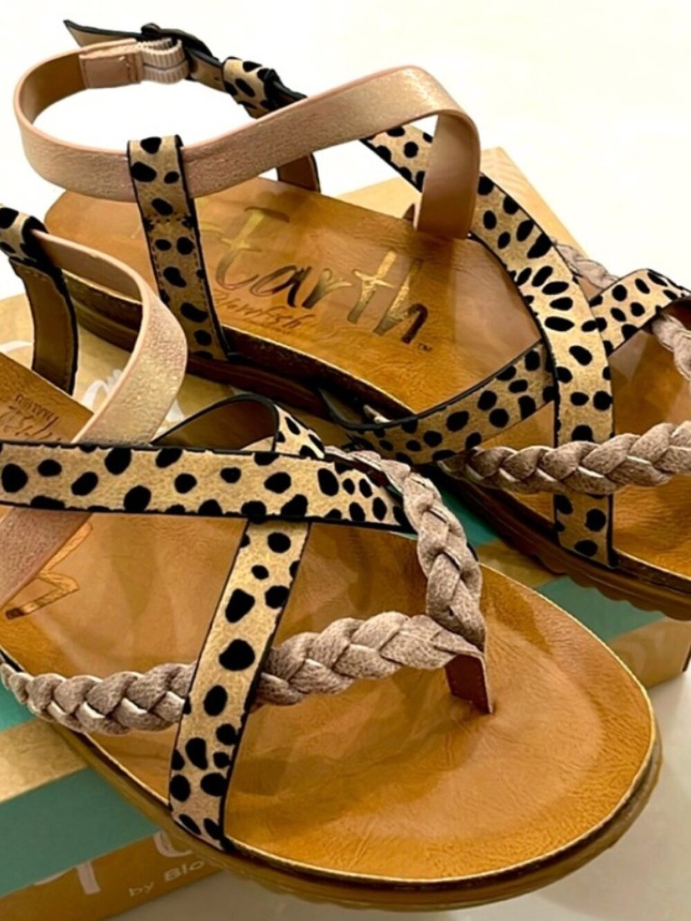 Blowfish Malibu Leopard Rope Strappy Womens Sandal Size 6